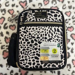 Fit & Fresh Black and White Leopard Print Lunch Bag